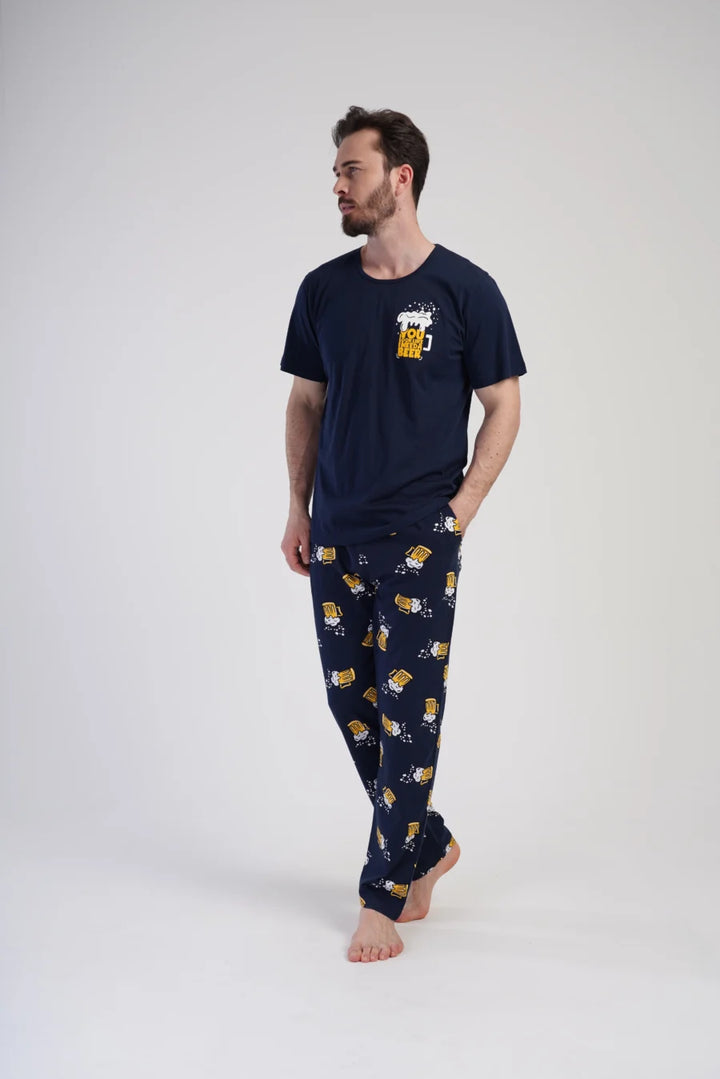 Piżama Męska Vienetta Need a Beer, Granatowy, r. M-XXL