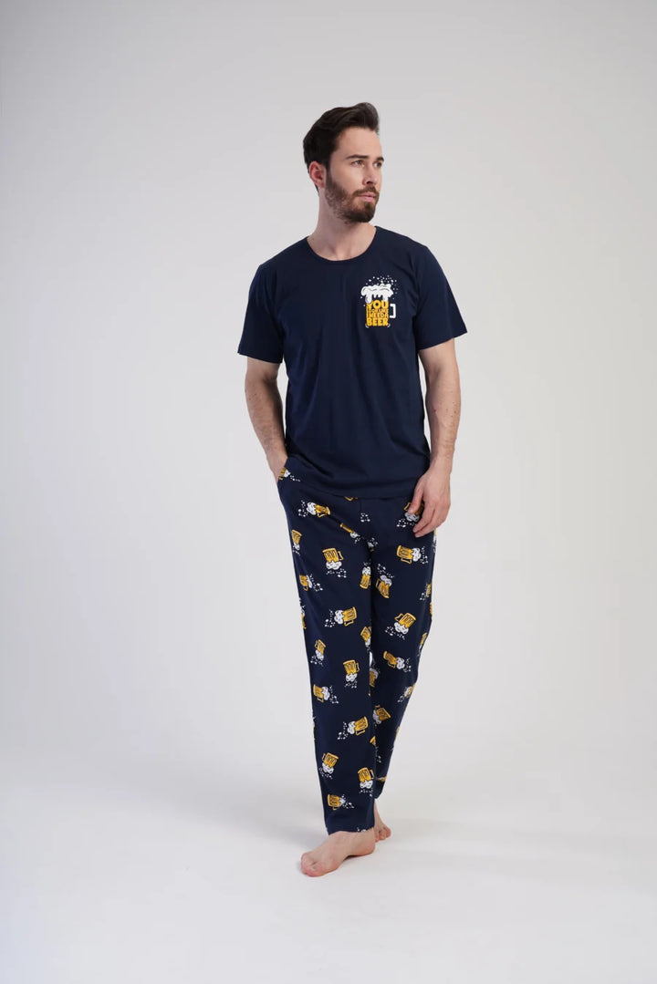 Piżama Męska Vienetta Need a Beer, Granatowy, r. M-XXL