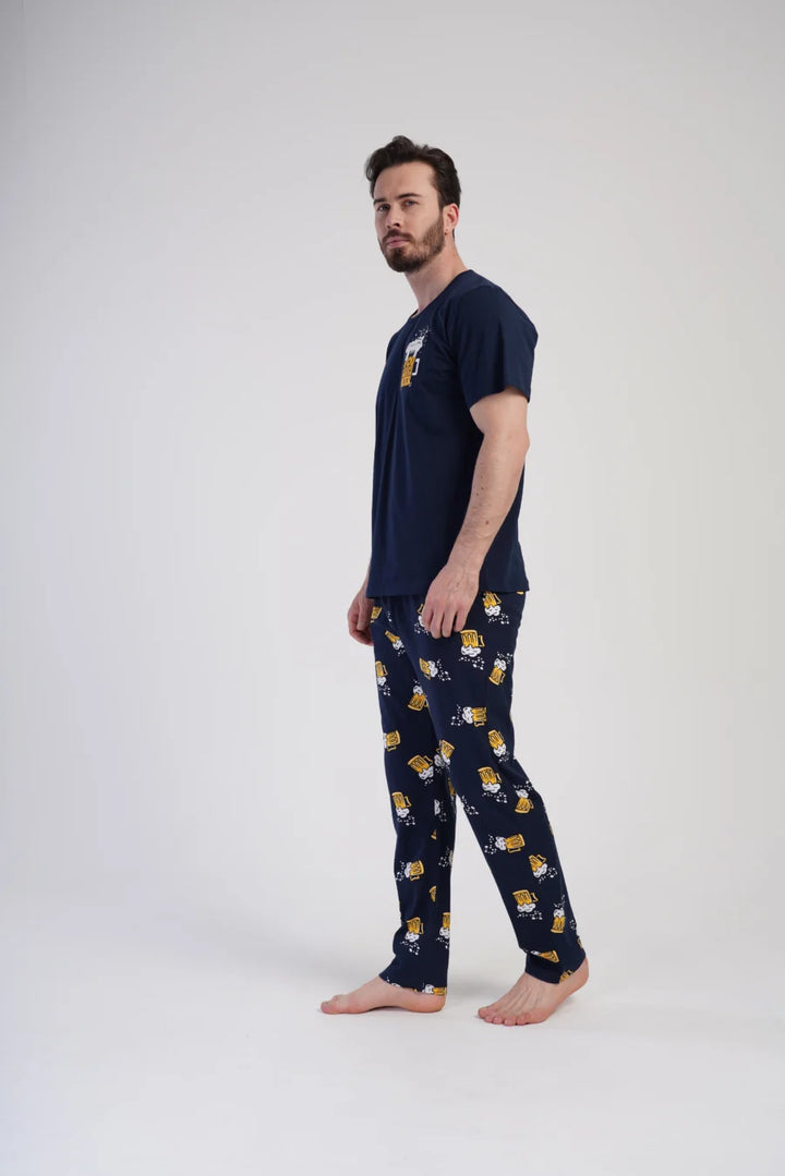 Piżama Męska Vienetta Need a Beer, Granatowy, r. M-XXL