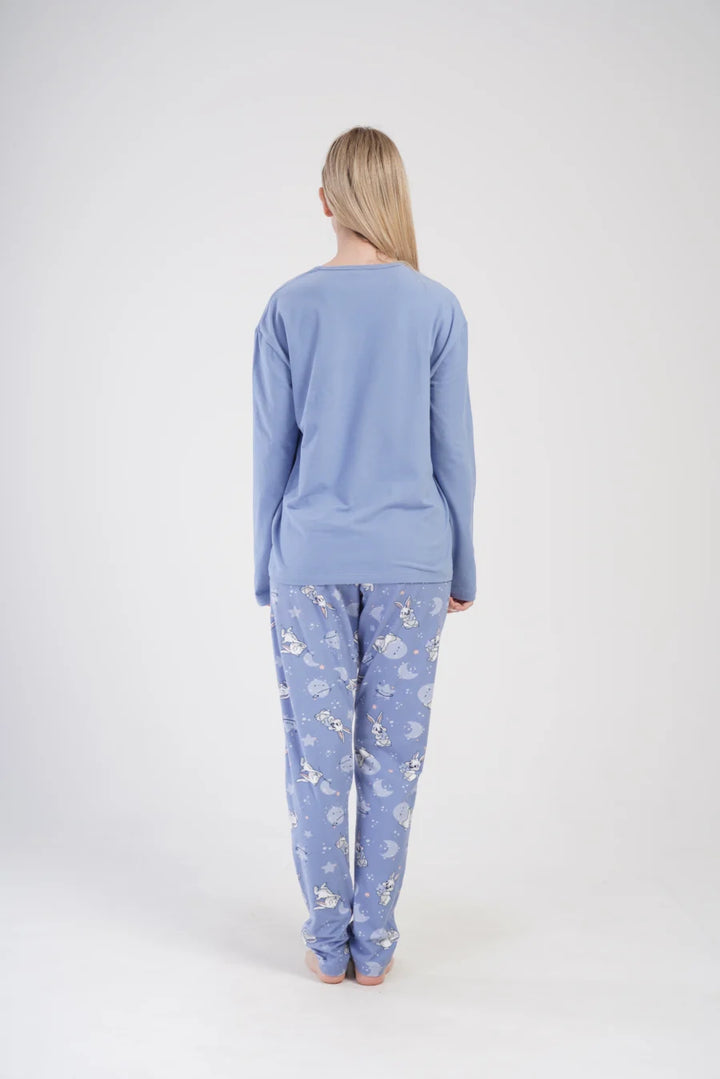 Piżama Damska Vienetta Bunny hop, Niebieski, r. 1XL-3XL