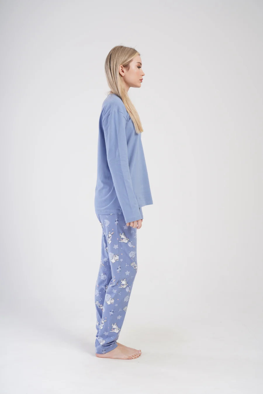 Piżama Damska Vienetta Bunny hop, Niebieski, r. 1XL-3XL