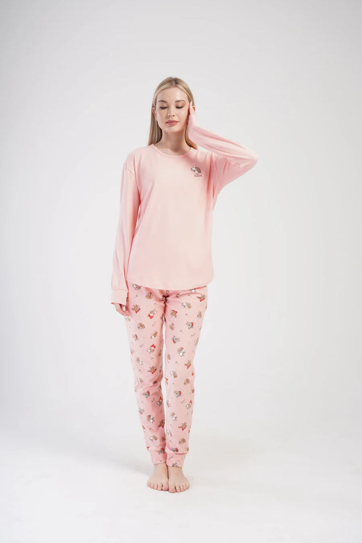 Piżama Damska Vienetta Cute Dogs, Różowy, r. S-XL