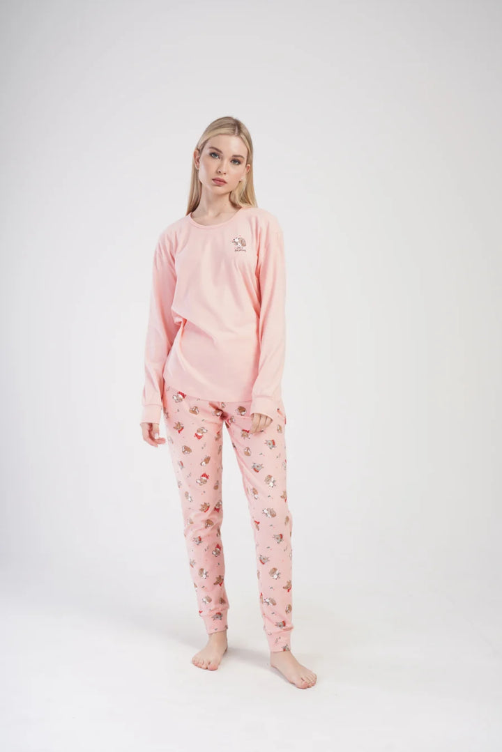 Piżama Damska Vienetta Cute Dogs, Różowy, r. S-XL