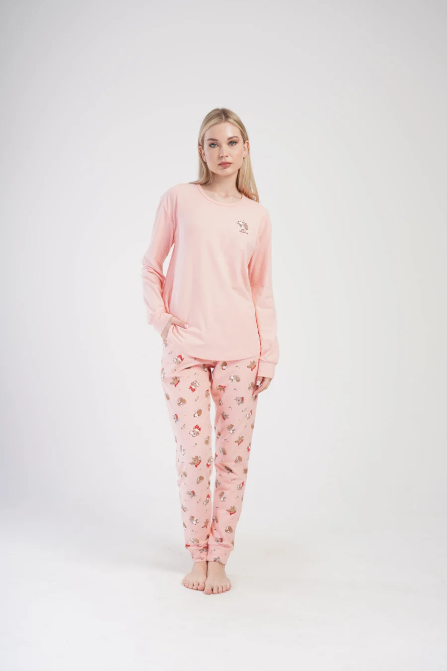 Piżama Damska Vienetta Cute Dogs, Różowy, r. S-XL