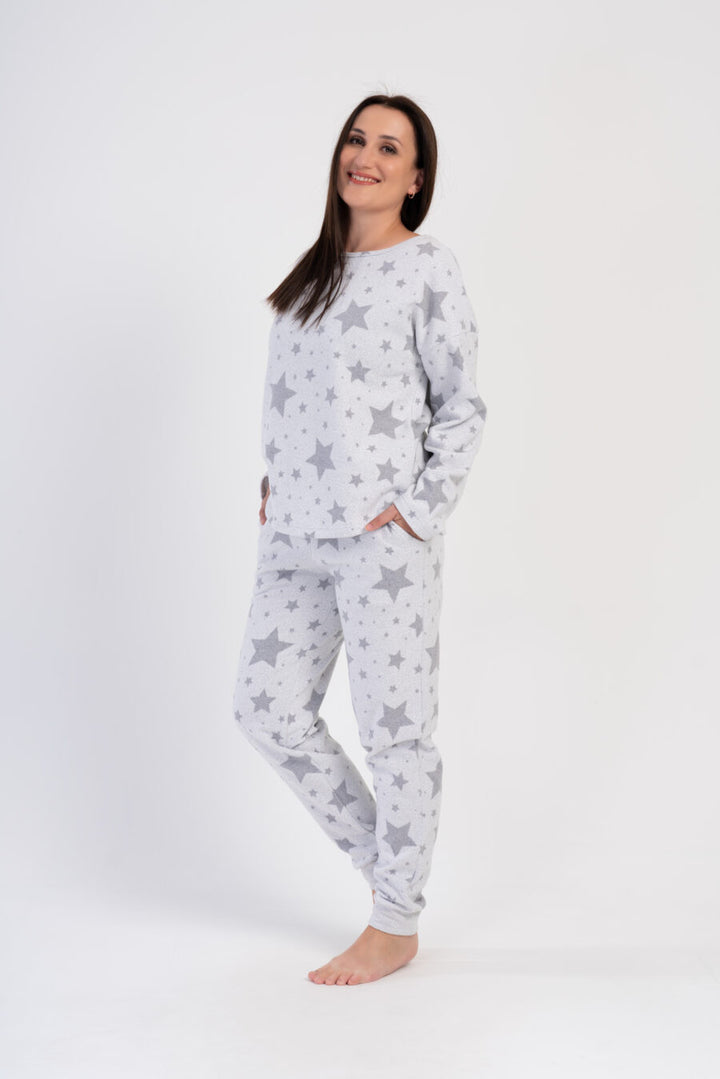 Piżama Damska Vienetta Stars, Szary, r. 1XL-4XL