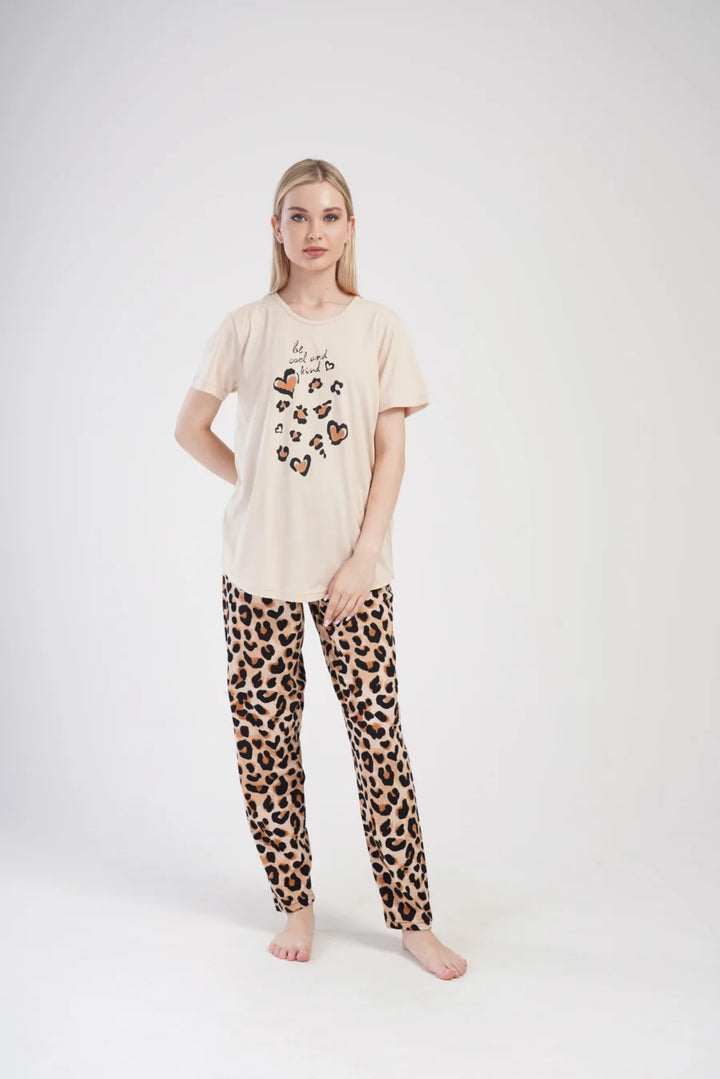 Piżama Damska Vienetta Cool and Kind, Beżowy, r. 1XL-4XL