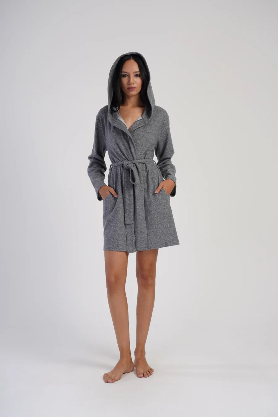 Szlafrok damski Interlock Warm Night, Szary, r. M-XXL