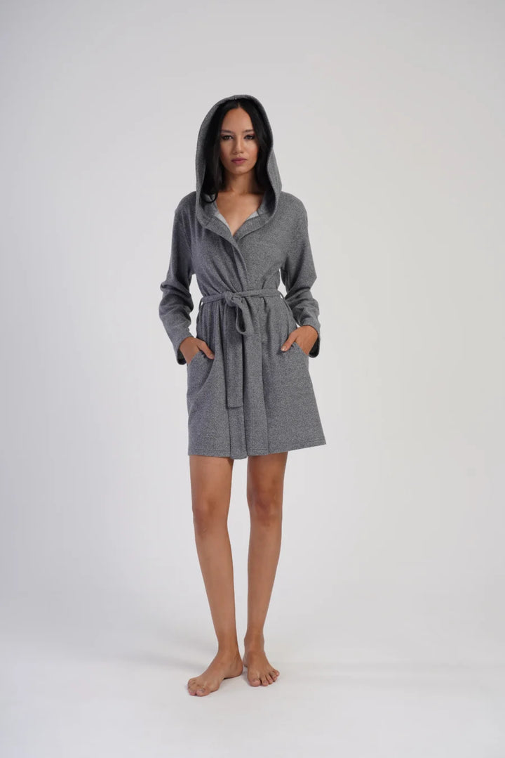 Szlafrok damski Interlock Warm Night, Szary, r. M-XXL