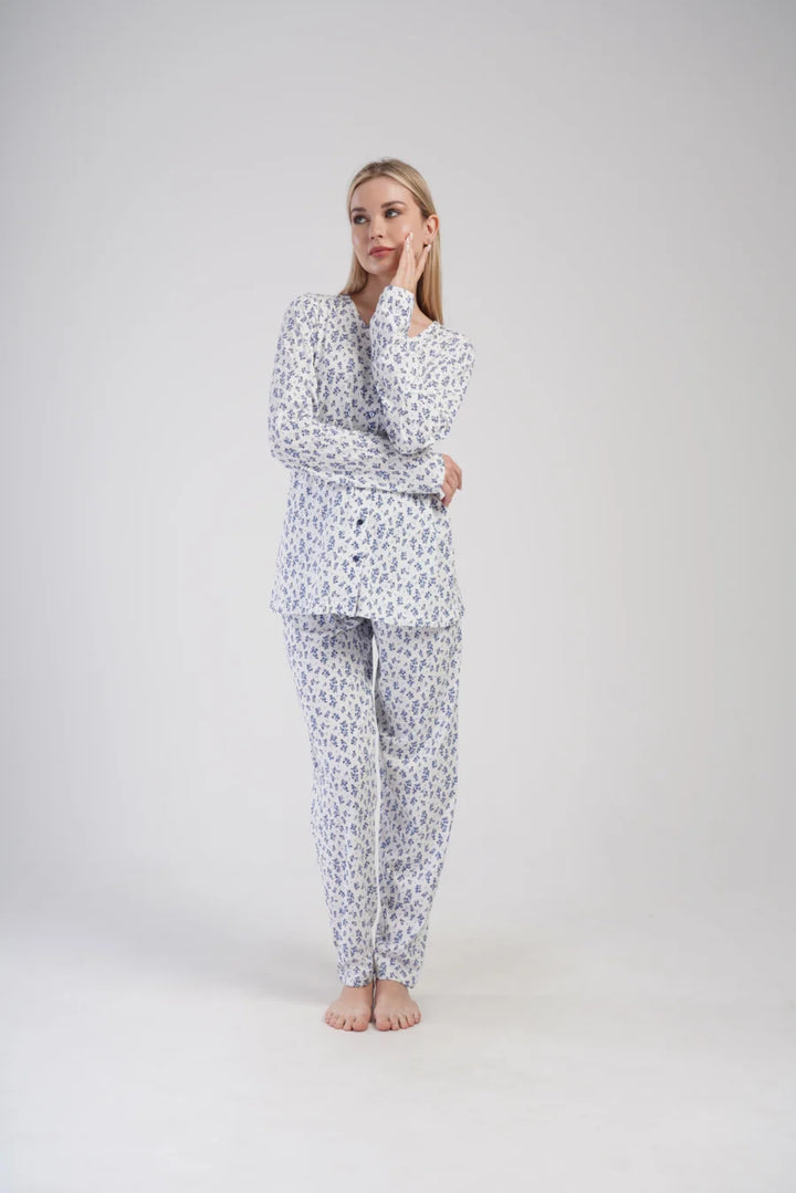 Piżama Damska Vienetta Gentle Garden, Niebieski, r. 1XL-4XL