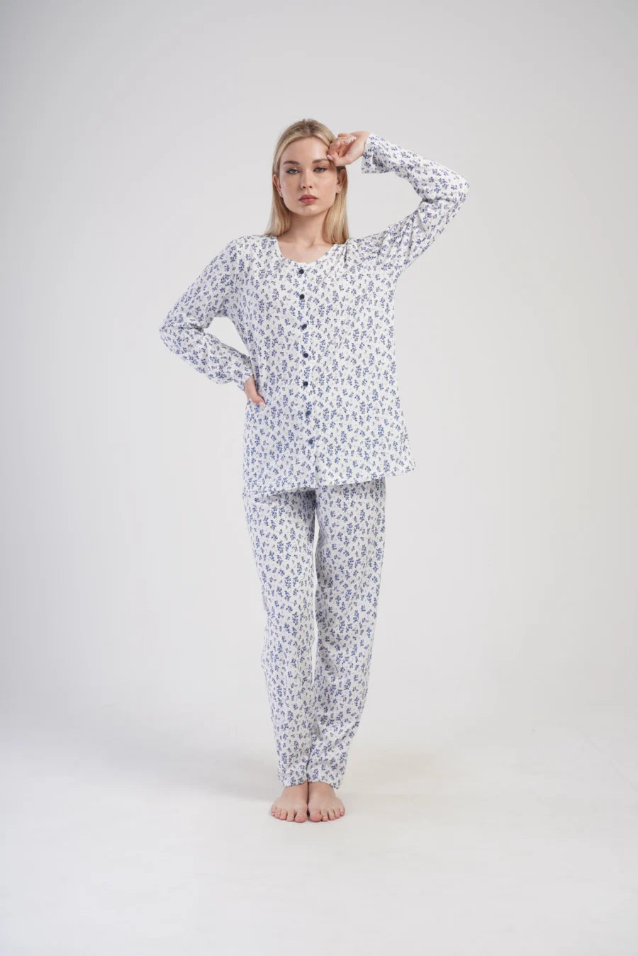 Piżama Damska Vienetta Gentle Garden, Niebieski, r. 1XL-4XL