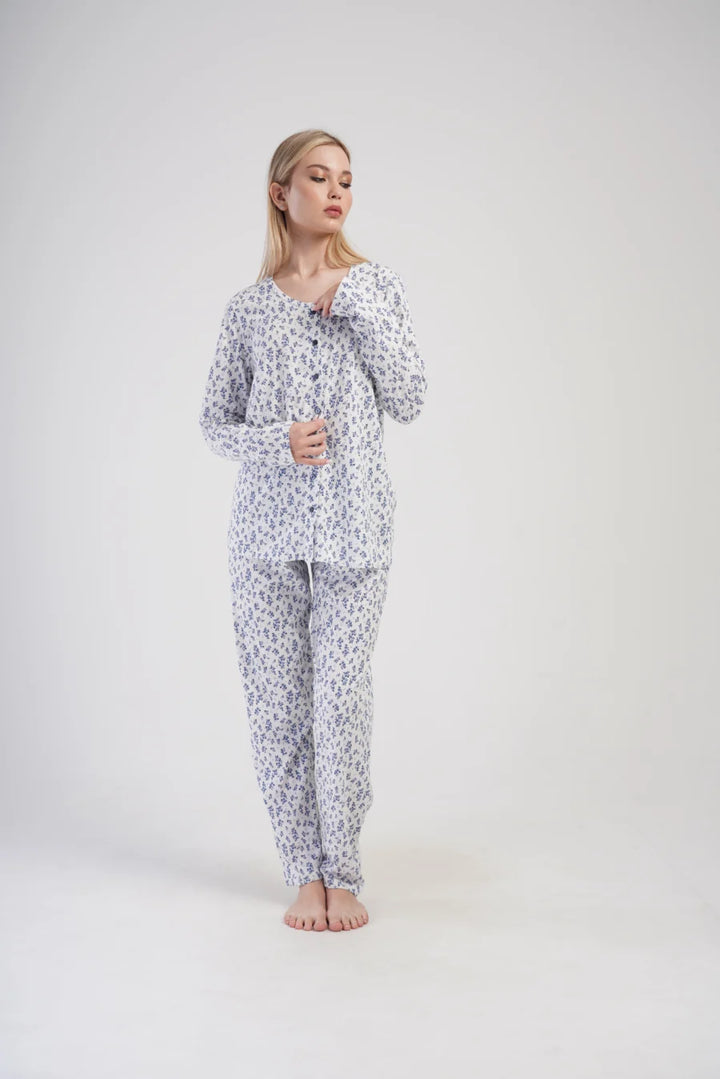 Piżama Damska Vienetta Gentle Garden, Niebieski, r. 1XL-4XL