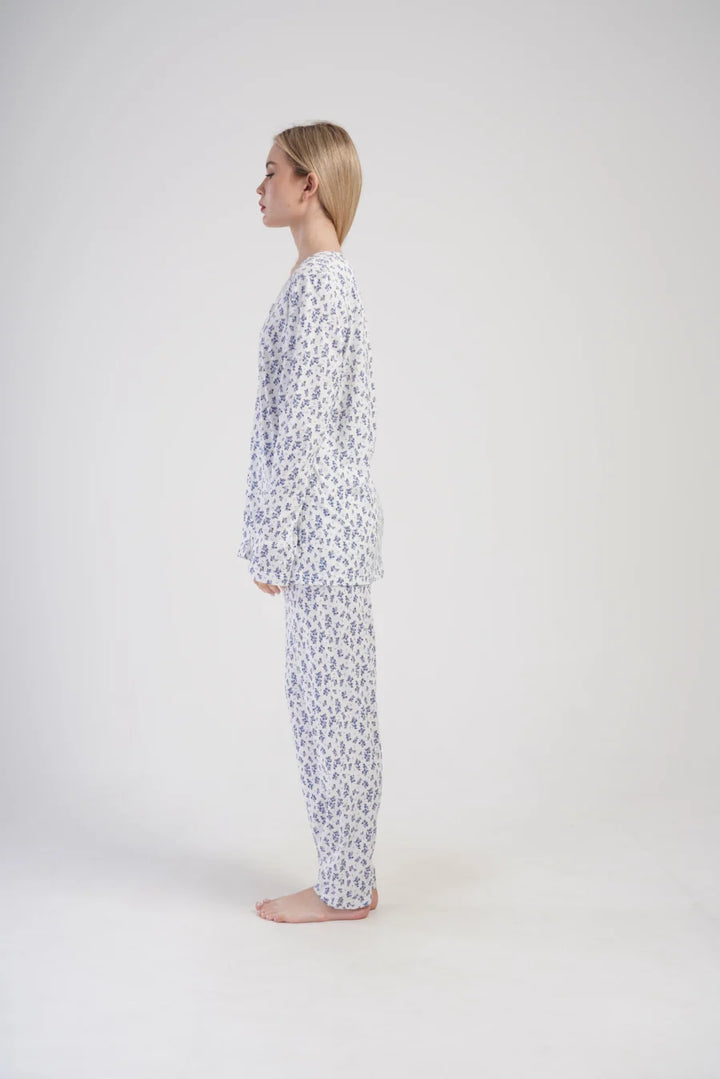 Piżama Damska Vienetta Gentle Garden, Niebieski, r. 1XL-4XL