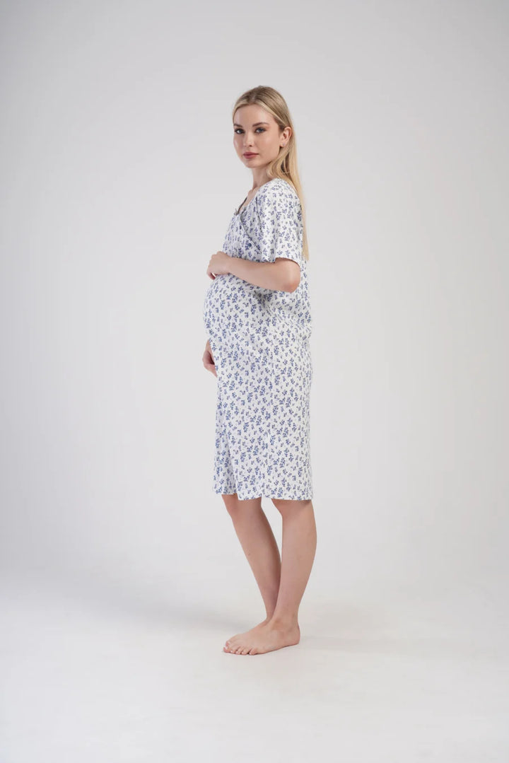 Koszula do Karmienia Vienetta Blue Garden, Niebieska, r. M-XXL