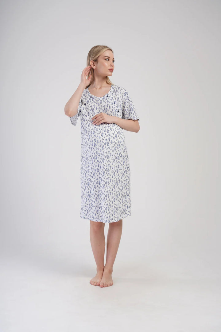 Koszula do Karmienia Vienetta Blue Garden, Niebieska, r. M-XXL