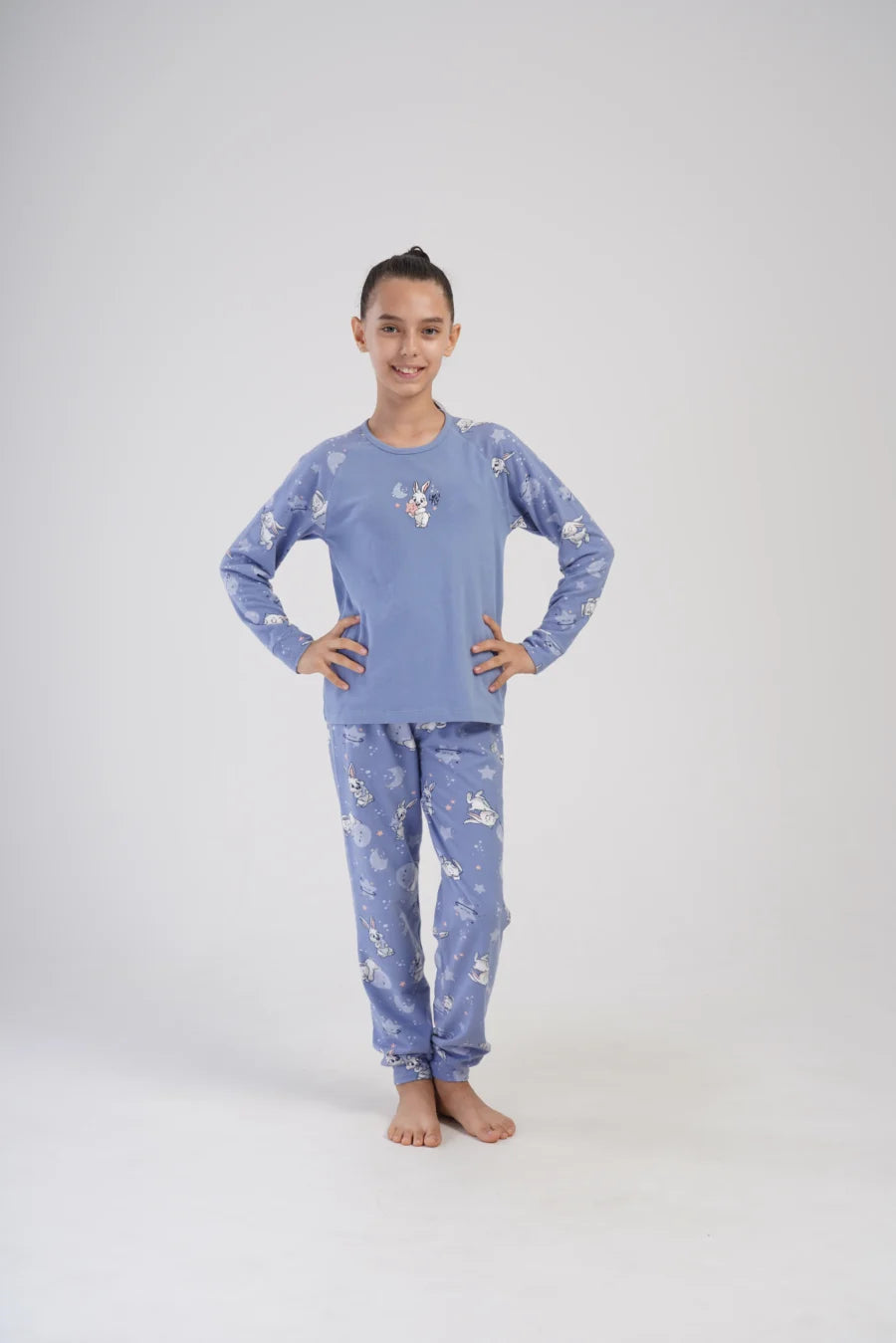 Piżama dziewczęca Vienetta Bunny Stars, Niebieski, r. 128 - 158