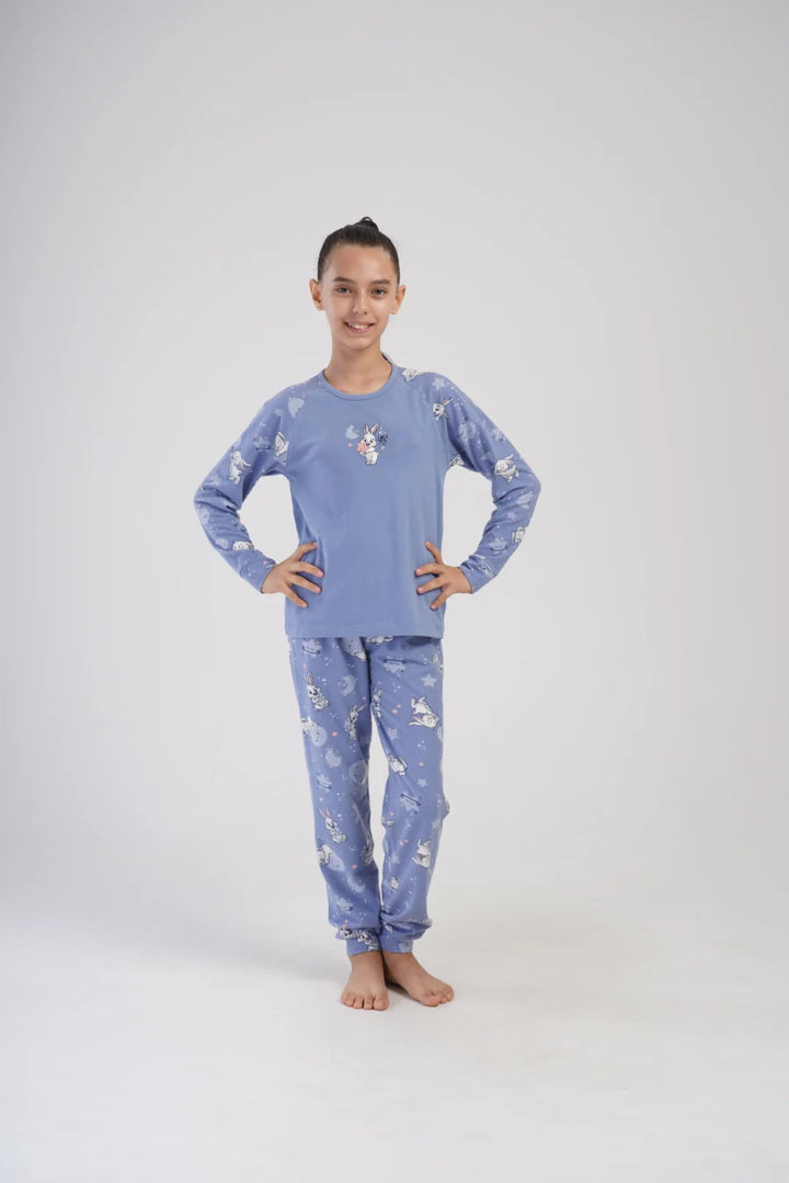 Piżama dziewczęca Vienetta Bunny Stars, Niebieski, r. 128 - 158