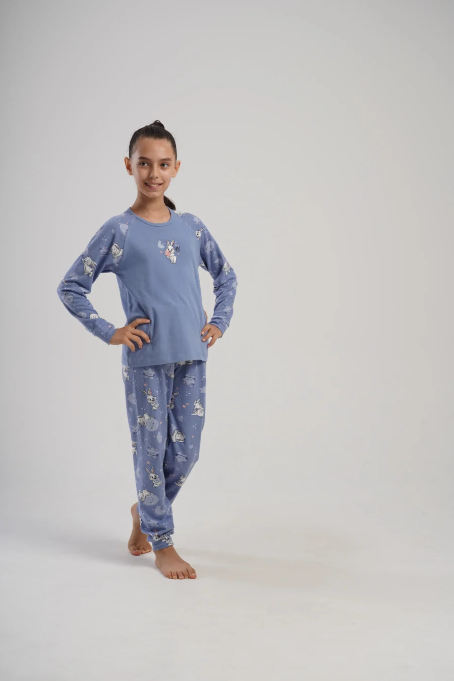 Piżama dziewczęca Vienetta Bunny Stars, Niebieski, r. 128 - 158