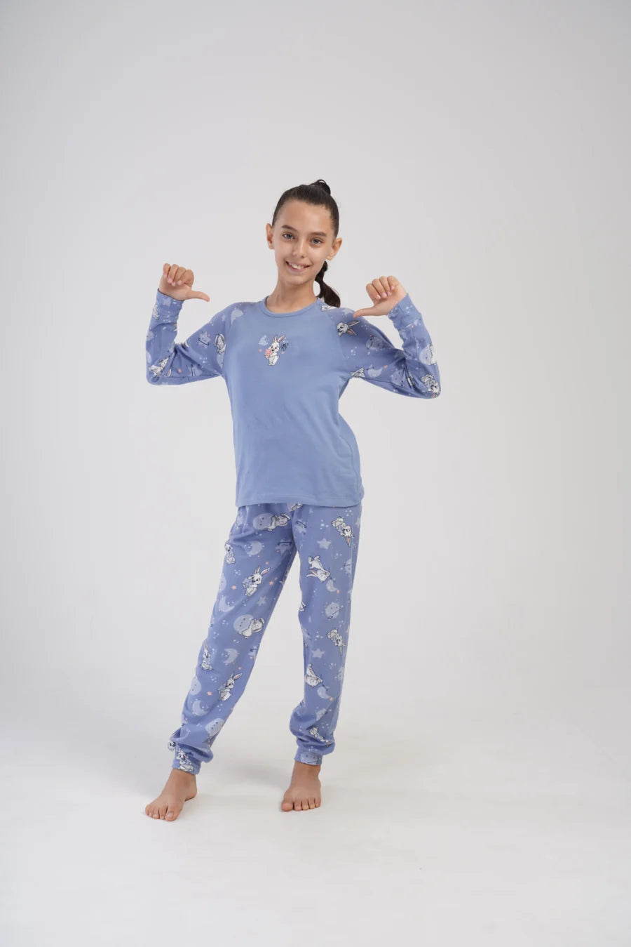 Piżama dziewczęca Vienetta Bunny Stars, Niebieski, r. 128 - 158