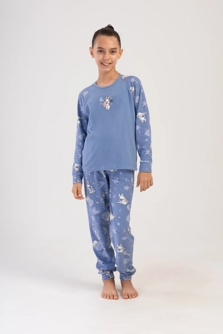 Piżama dziewczęca Vienetta Bunny Stars, Niebieski, r. 128 - 158