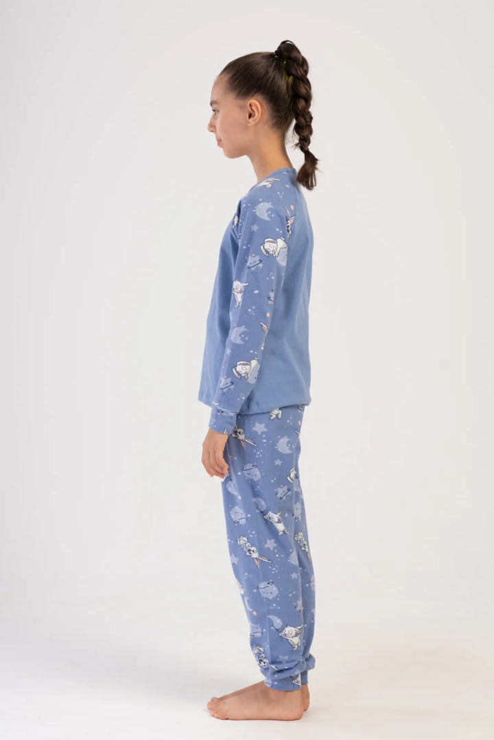 Piżama dziewczęca Vienetta Bunny Stars, Niebieski, r. 128 - 158