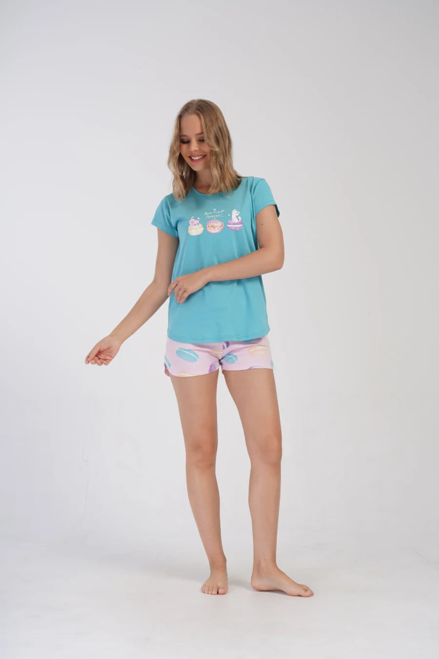 Piżama Damska Vienetta Best Friends, Niebieski, S -XL