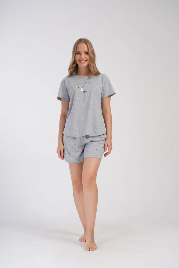 Piżama Damska Vienetta Moon Club, Szary, r. 1XL-4XL