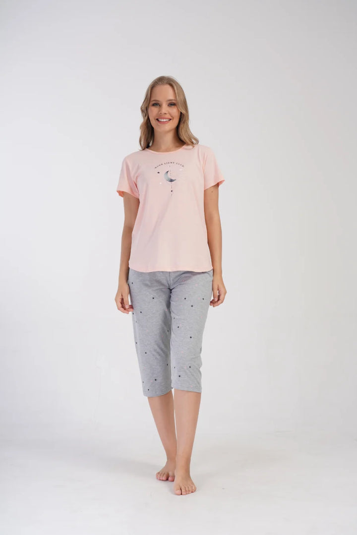 Piżama Damska Vienetta Moon Light Club, Różowy, r. M-XXL