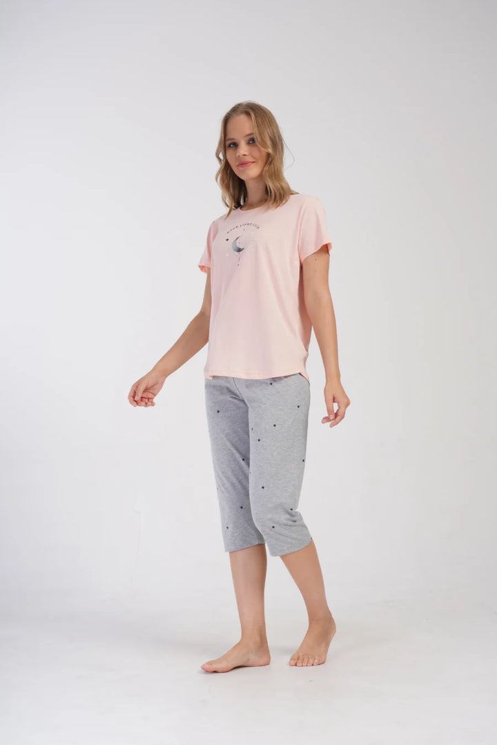 Piżama Damska Vienetta Moon Light Club, Różowy, r. M-XXL