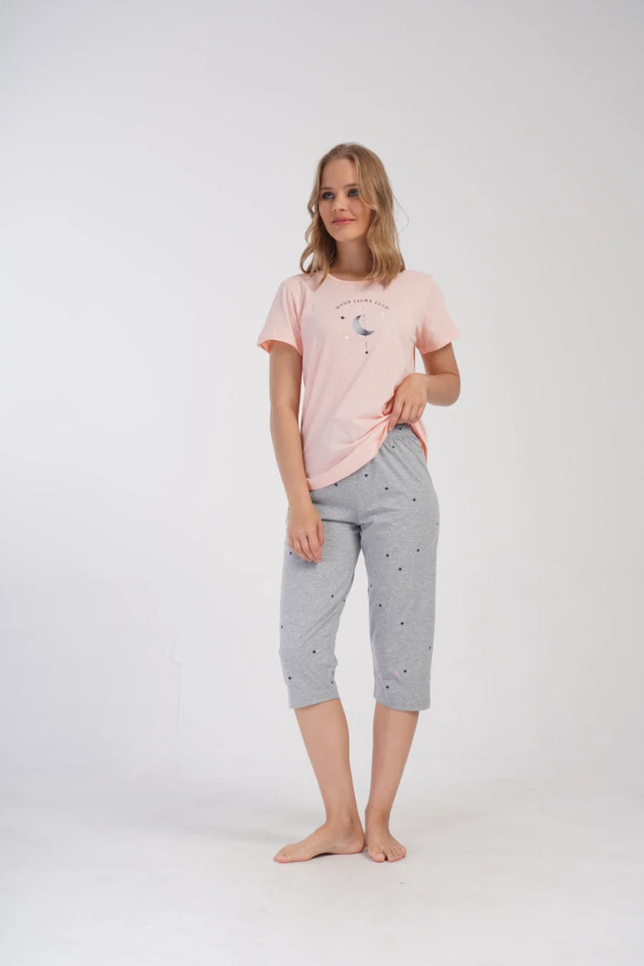 Piżama Damska Vienetta Moon Light Club, Różowy, r. M-XXL