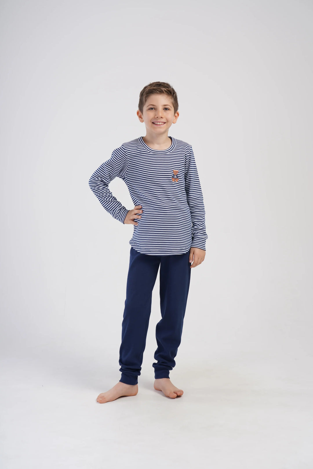 Piżama chłopięca Vienetta Bear Stripes, Granatowy, r. 128-158