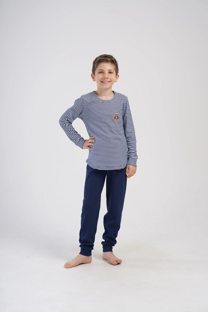 Piżama chłopięca Vienetta Bear Stripes, Granatowy, r. 128-158