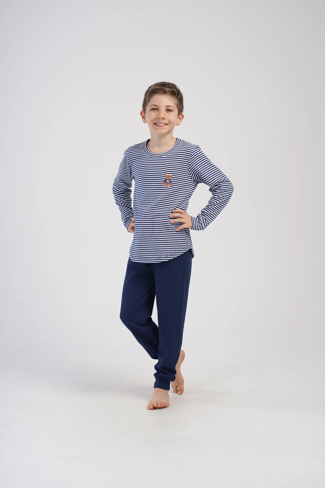 Piżama chłopięca Vienetta Bear Stripes, Granatowy, r. 128-158