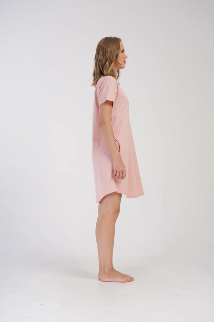 Koszula Nocna Vienetta Stay happy, Różowy, r. M-XXL