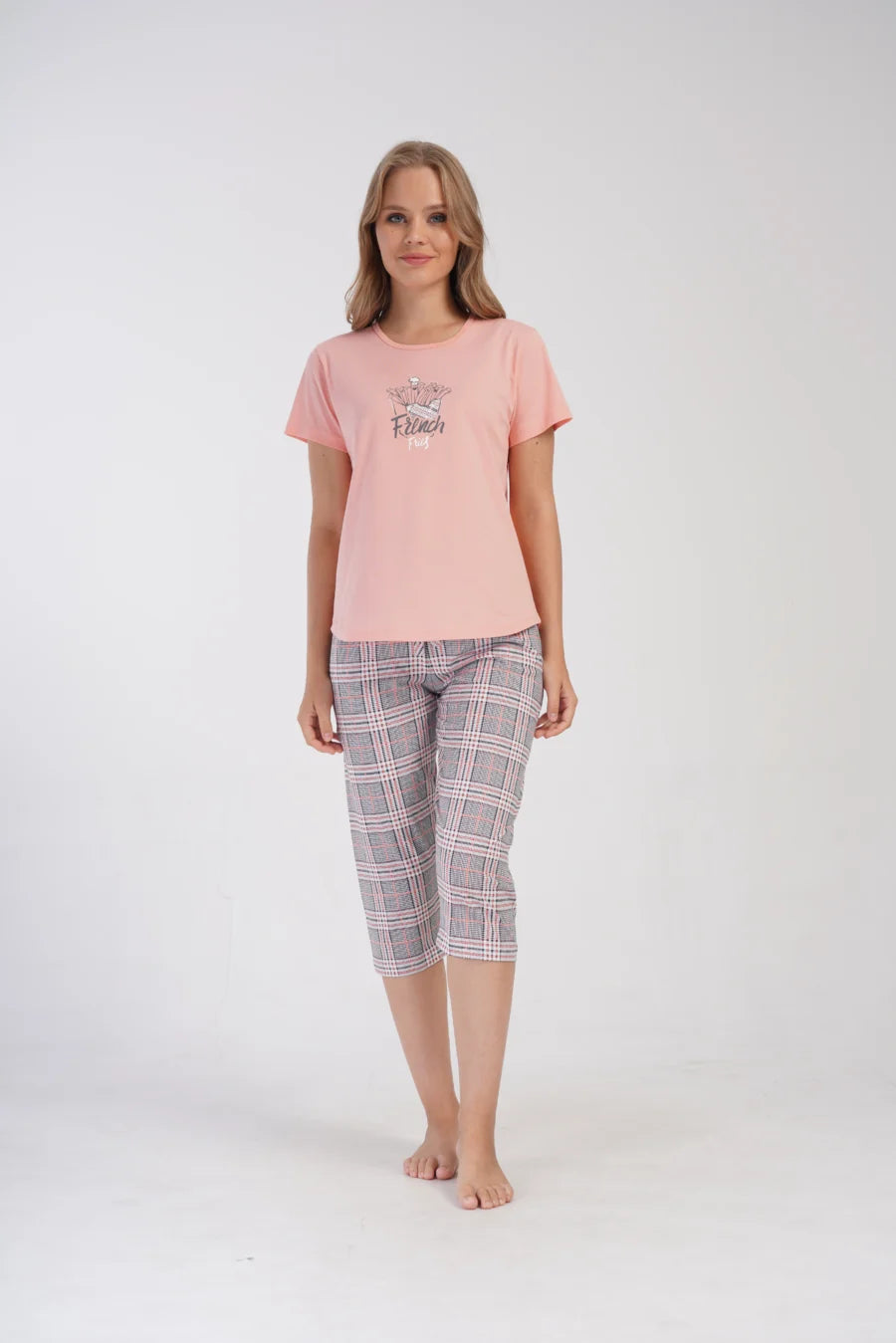 Piżama Damska Vienetta French Fries, Różowy, r. M-XXL