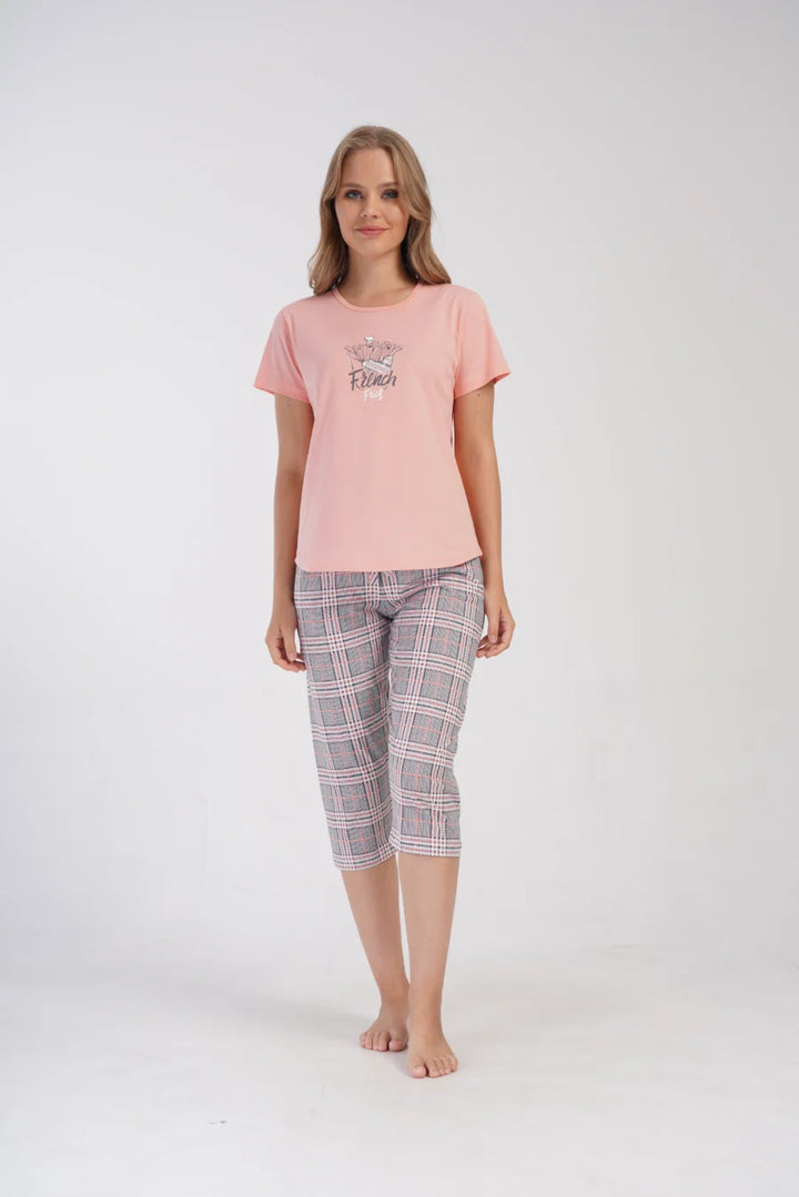 Piżama Damska Vienetta French Fries, Różowy, r. M-XXL