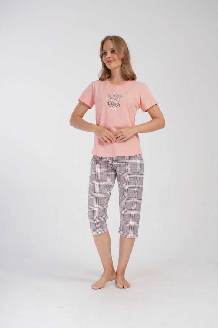 Piżama Damska Vienetta French Fries, Różowy, r. M-XXL