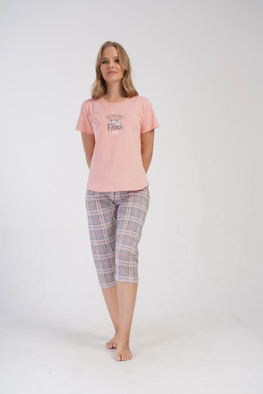 Piżama Damska Vienetta French Fries, Różowy, r. M-XXL