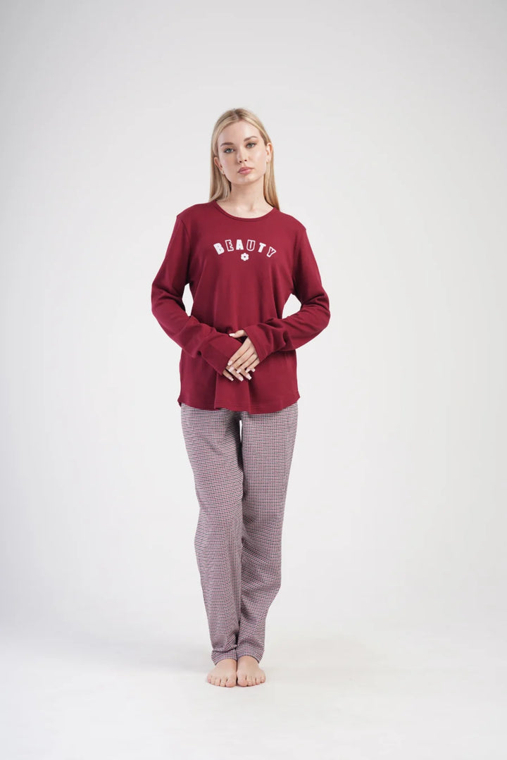 Piżama Damska Vienetta Dreamy Comfort, Bordowy, r. 1XL-4XL