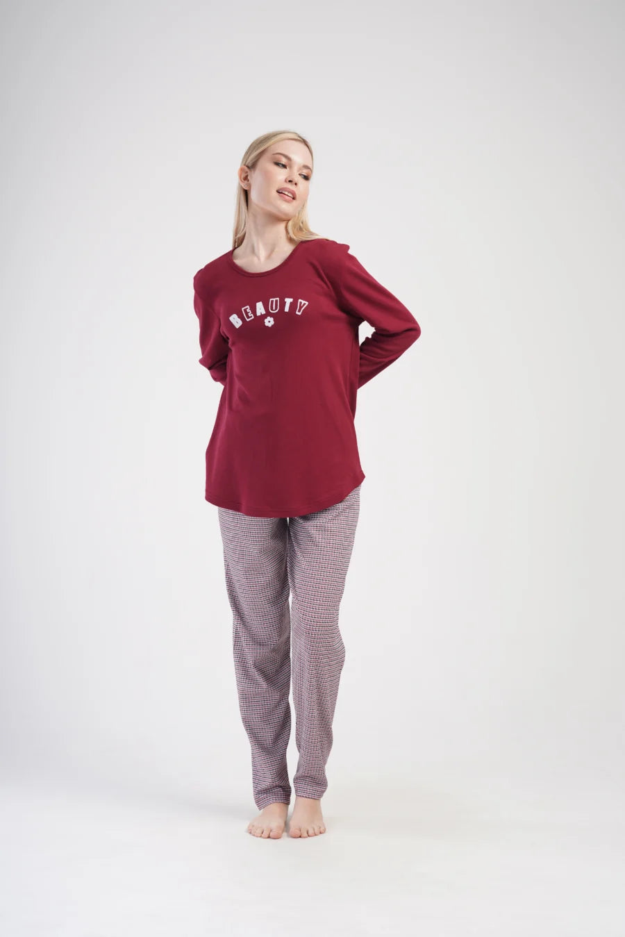 Piżama Damska Vienetta Dreamy Comfort, Bordowy, r. 1XL-4XL