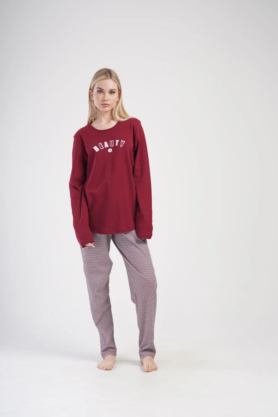 Piżama Damska Vienetta Dreamy Comfort, Bordowy, r. 1XL-4XL