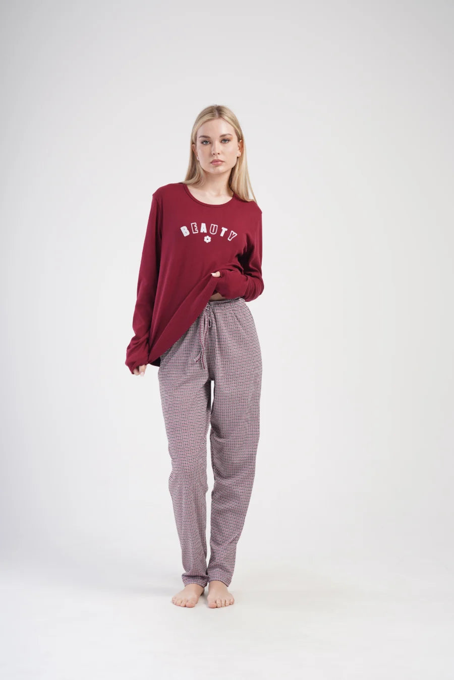 Piżama Damska Vienetta Dreamy Comfort, Bordowy, r. 1XL-4XL