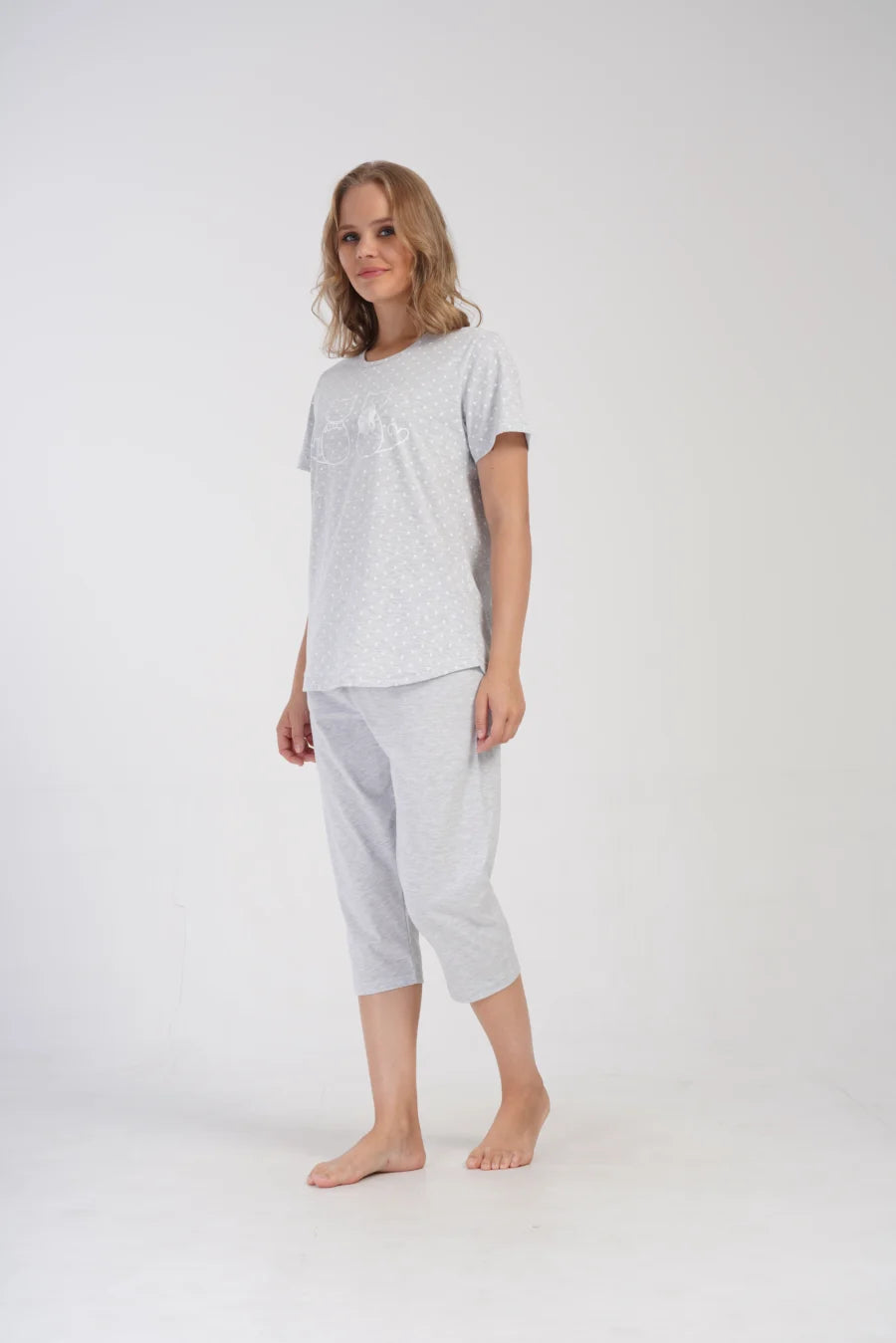 Piżama Damska Vienetta Cute Cats, Szary, r. 1XL-4XL
