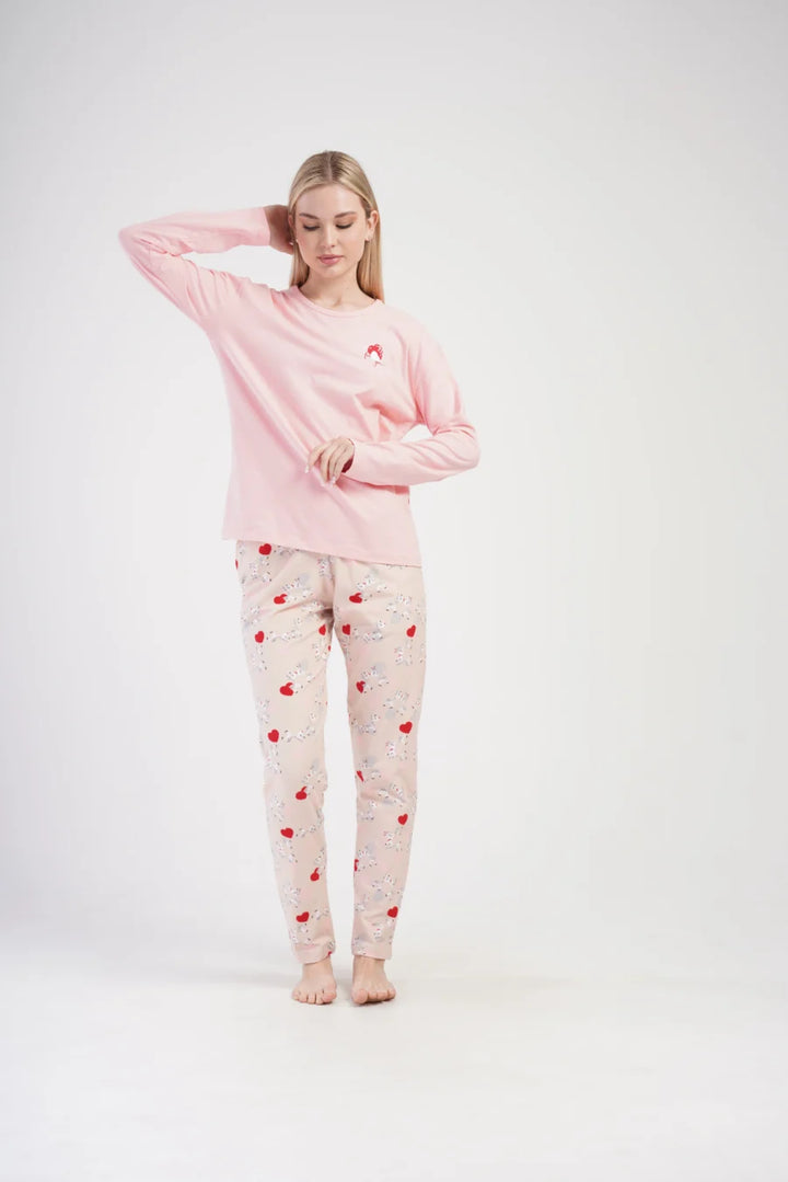 Piżama Damska Vienetta Cute Zebras, Różowy, r. S-XL