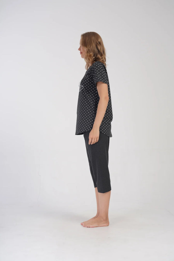 Piżama Damska Vienetta Cute Cats, Grafitowy, r. 1XL-4XL