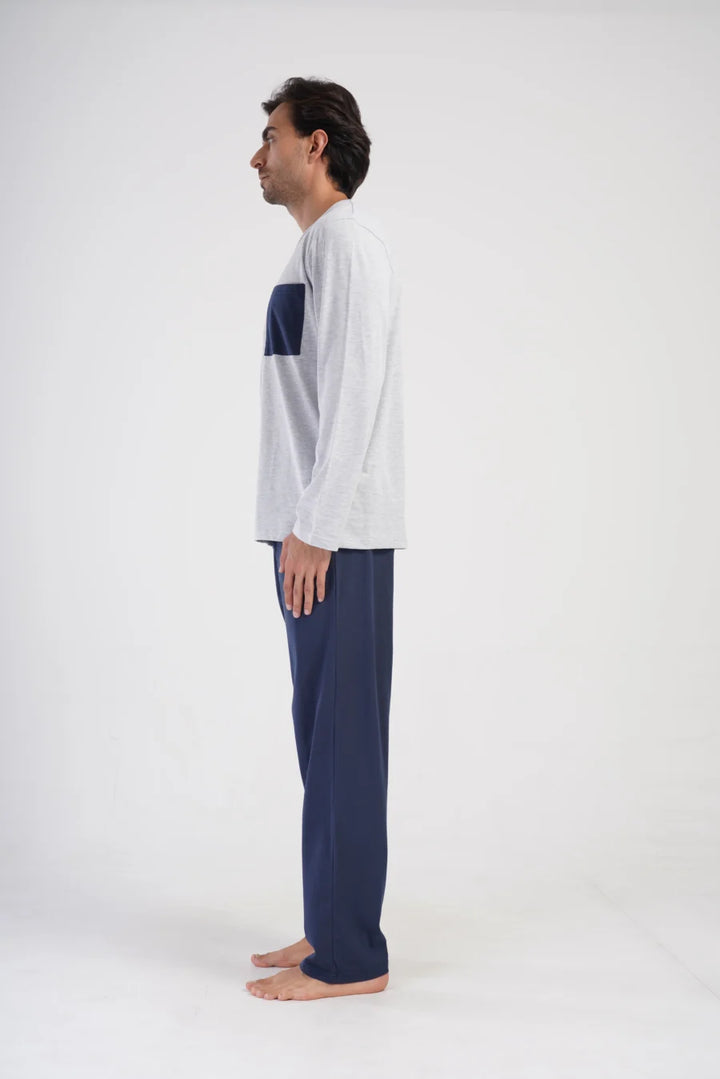 Piżama Męska Vienetta Classic Comfort, Szary, r. M-XXL