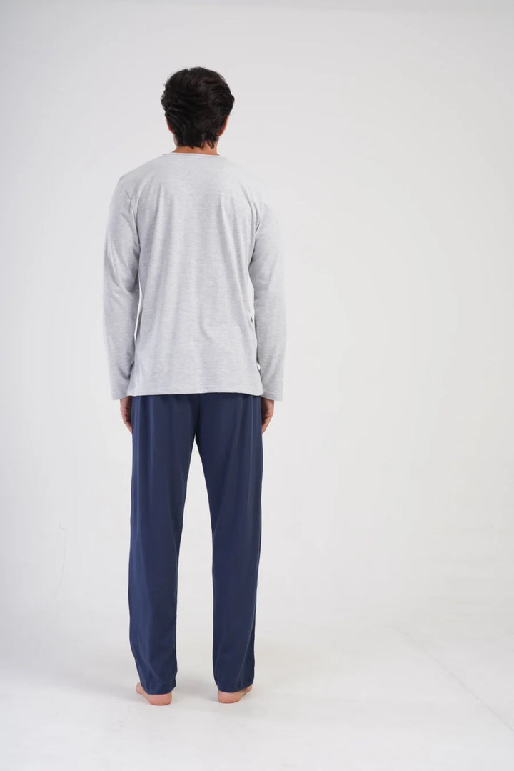 Piżama Męska Vienetta Classic Comfort, Szary, r. M-XXL