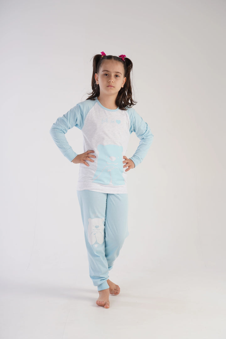 Piżama dziewczęca Vienetta Polar Bear Bedtime, szaro-niebieska, r. 134-164