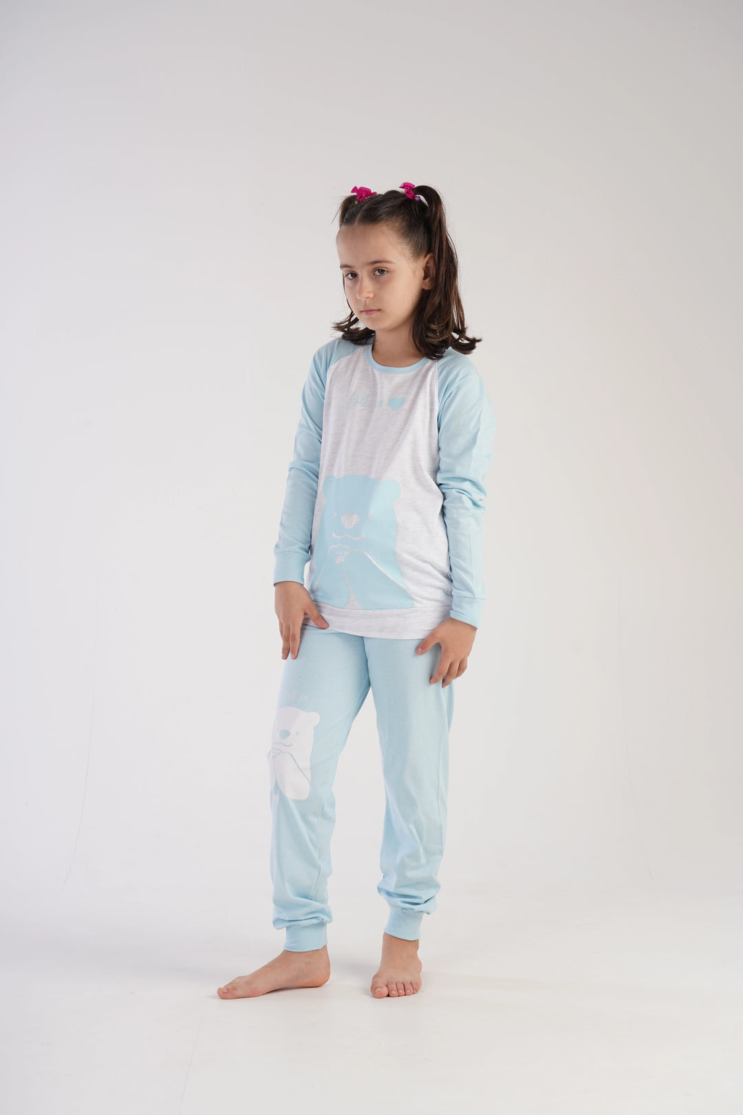 Piżama dziewczęca Vienetta Polar Bear Bedtime, szaro-niebieska, r. 134-164