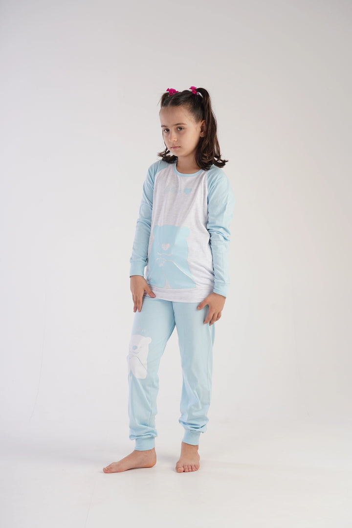 Piżama dziewczęca Vienetta Polar Bear Bedtime, szaro-niebieska, r. 134-164