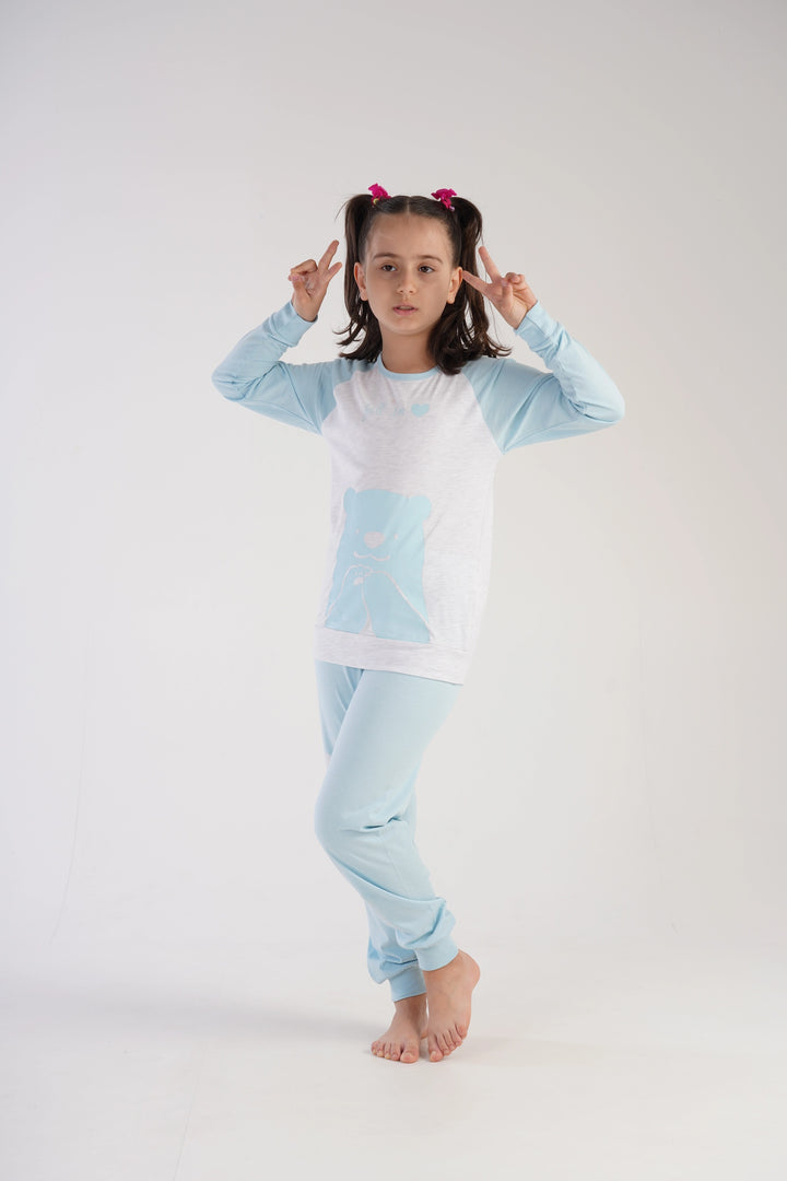 Piżama dziewczęca Vienetta Polar Bear Bedtime, szaro-niebieska, r. 134-164